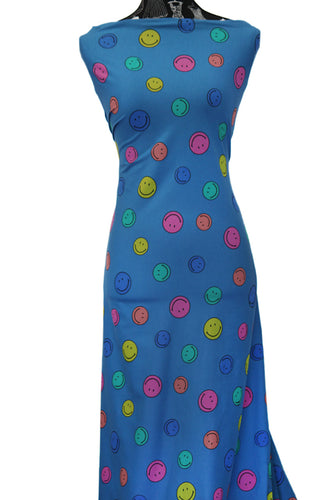 Smiley Faces in Blue - $18.50 pm - Cotton Spandex