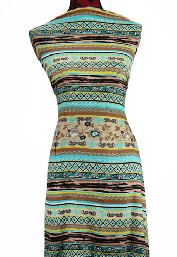 Turquoise Tribal -  $18.50pm - Rayon Spandex