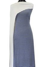 Load image into Gallery viewer, Denim and Ivory Stripes - $22 pm - French Terry