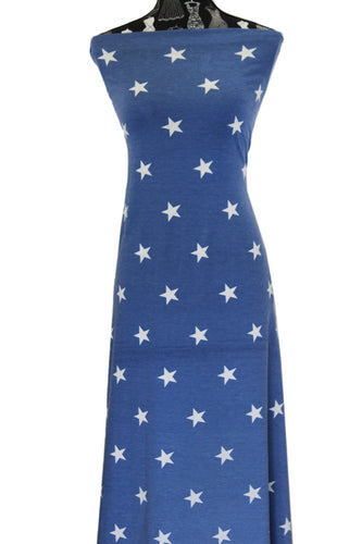 Stars on Denim Blue - $22 pm - French Terry