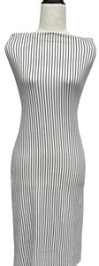 Black & Ivory Stripes - $20 pm - Double Brushed Poly