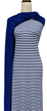 Load image into Gallery viewer, Blue &amp; White Stripes - $20 pm - Double Brushed Poly