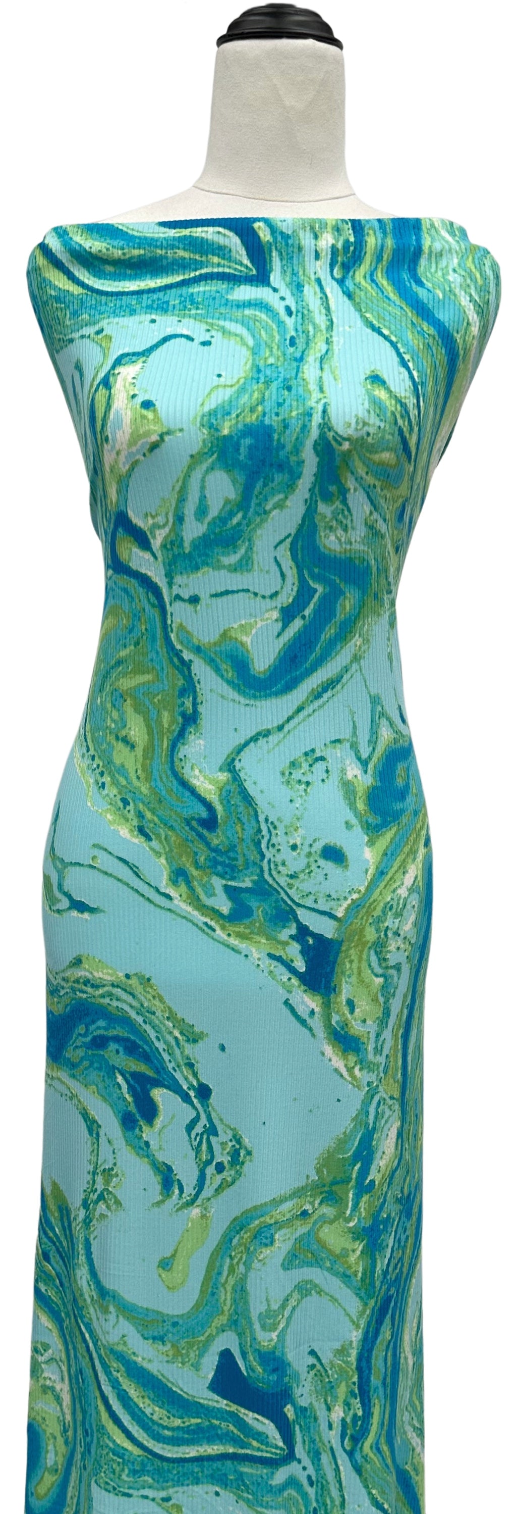Blue & Lime Swirl - $21.50 pm - Rib Knit