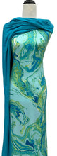 Load image into Gallery viewer, Blue &amp; Lime Swirl - $21.50 pm - Rib Knit