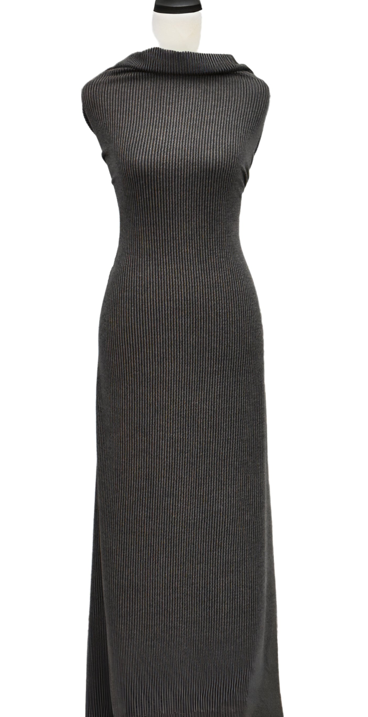 Charcoal - Double Knit Squiggle Rib - Pre Cuts