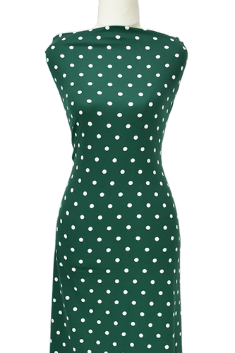 Dancing Dots in Green - $20 pm - Double Brushed Poly