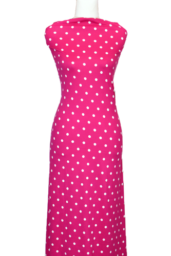 Dancing Dots in Magenta - $20 pm - Double Brushed Poly