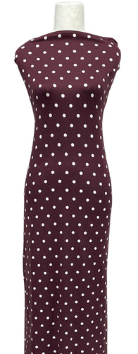 Dancing Dots in Mulberry - $20pm - Double Brushed Poly