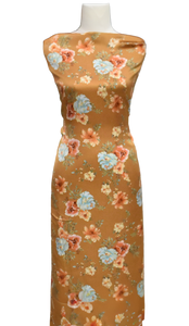 Earth Flowers - Satin Woven - Pre Cuts