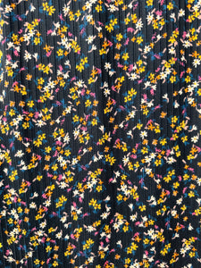 Multicoloured Floral on Black Wide Rib Knit - 2m Pre-Cut - Grade B ...