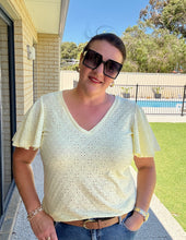 Load image into Gallery viewer, Pastel Yellow Broderie Anglaise - $20.50 pm - DTY