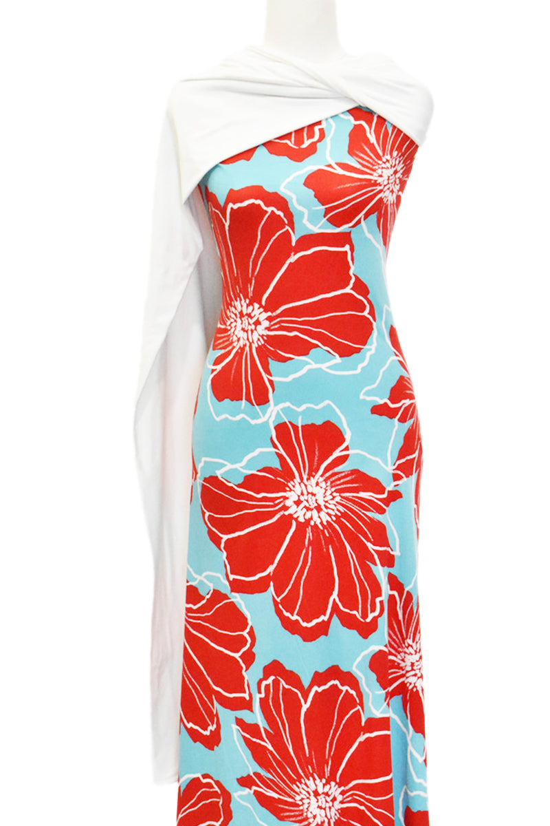 Moonflower in Red - $20 pm - Double Brushed Poly – Lush Fabrics