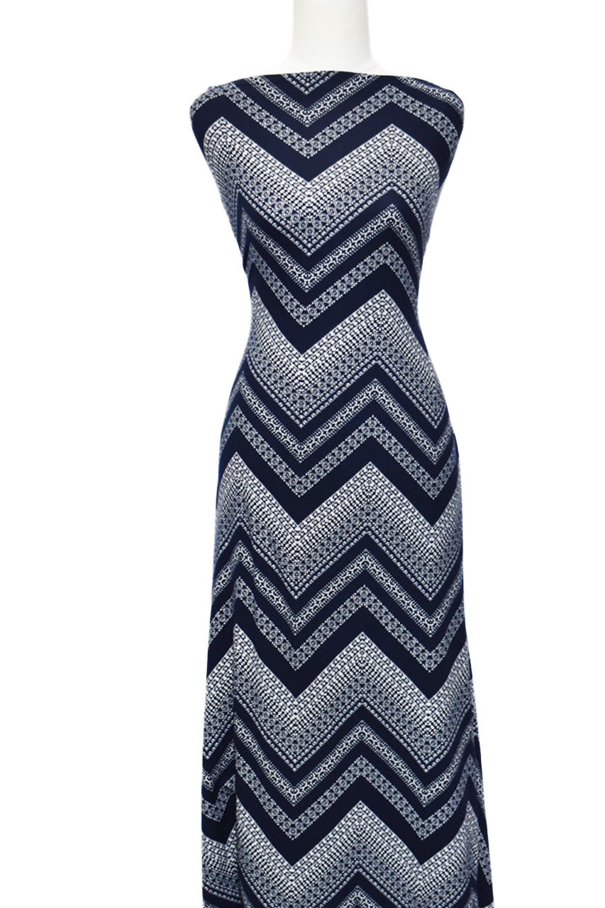 Navy Chevron - $18 pm - Double Brushed Poly