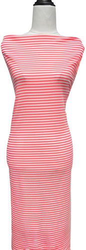Neon Pink & Ivory Stripes - $20 pm - Rib