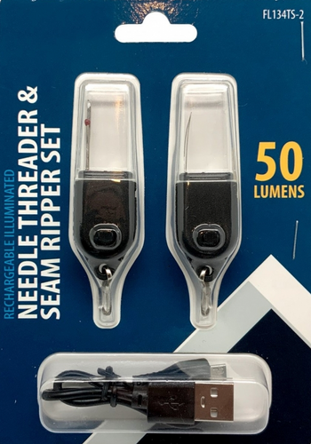 Rechargeable Illuminated Needle Threader & Seam Ripper Set