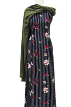 Load image into Gallery viewer, Stripes in Bloom in Navy   $18 pm - Single Brushed Poly
