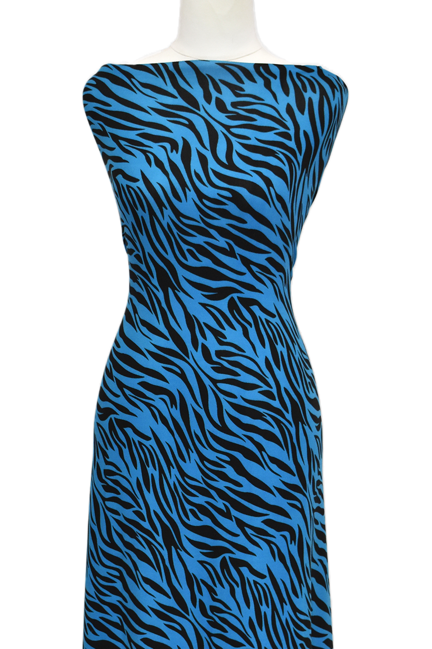 Zebra in Teal - $20 pm - Double Brushed Poly