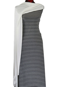 Grey & Ivory Stripes - $20 pm - French Terry