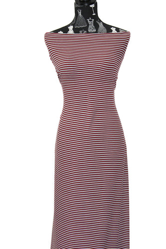 Burgundy Stripes - $20 pm - Double Brushed Poly