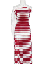 Load image into Gallery viewer, Burgundy and Ivory Stripes - $18 pm - Double Brushed Poly