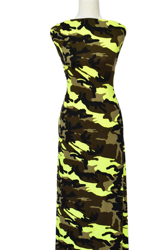 Camo in Neon Yellow - $20 pm - Double Brushed Poly