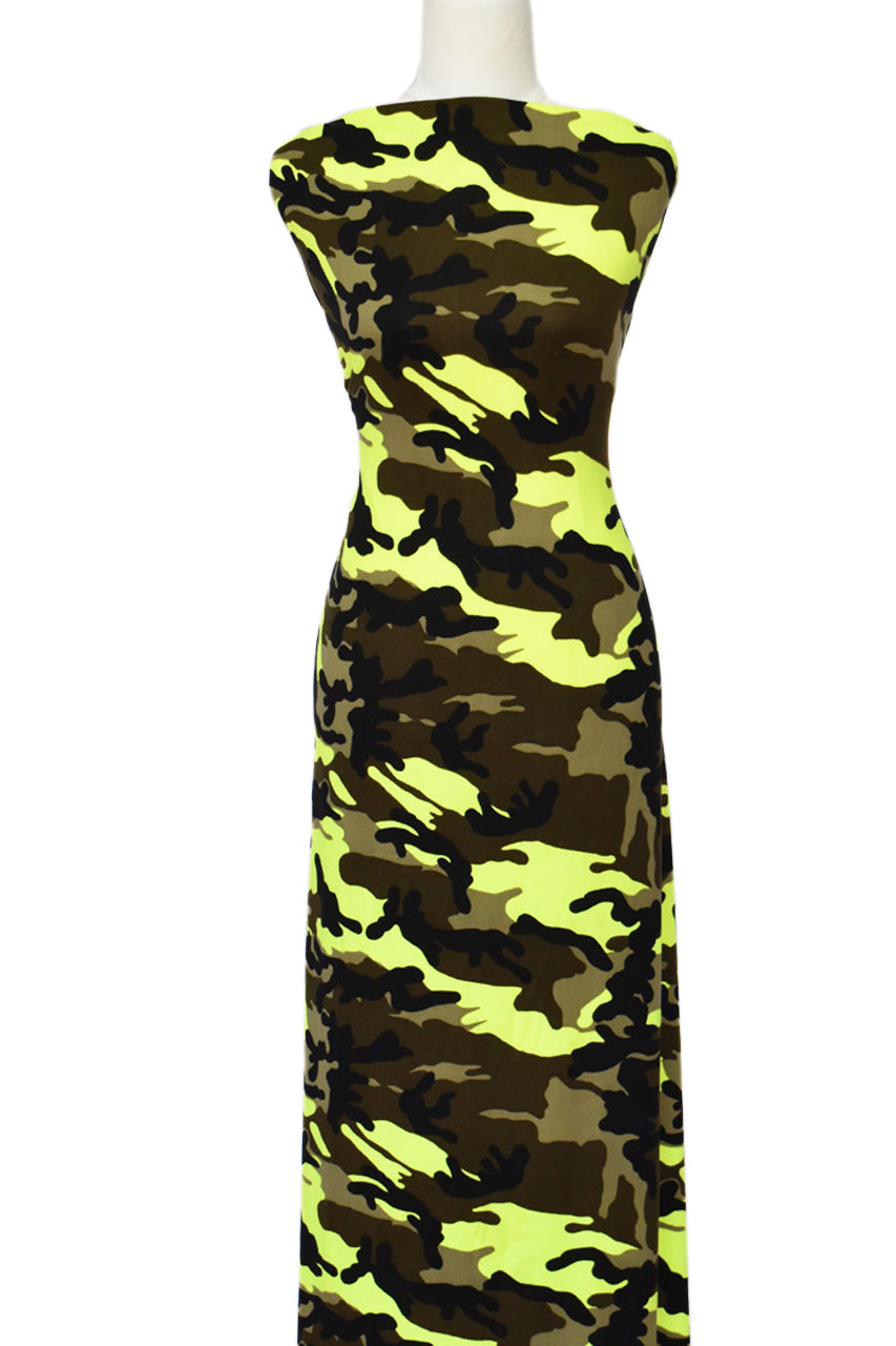 Camo in Neon Yellow - $18 pm - Double Brushed Poly