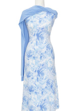 Load image into Gallery viewer, Floral Swirls in Blue - $23.50 pm - Faux Alpaca