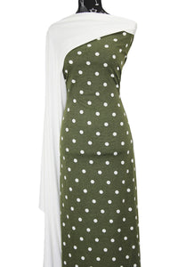 Dots in Olive - $20 pm - French Terry
