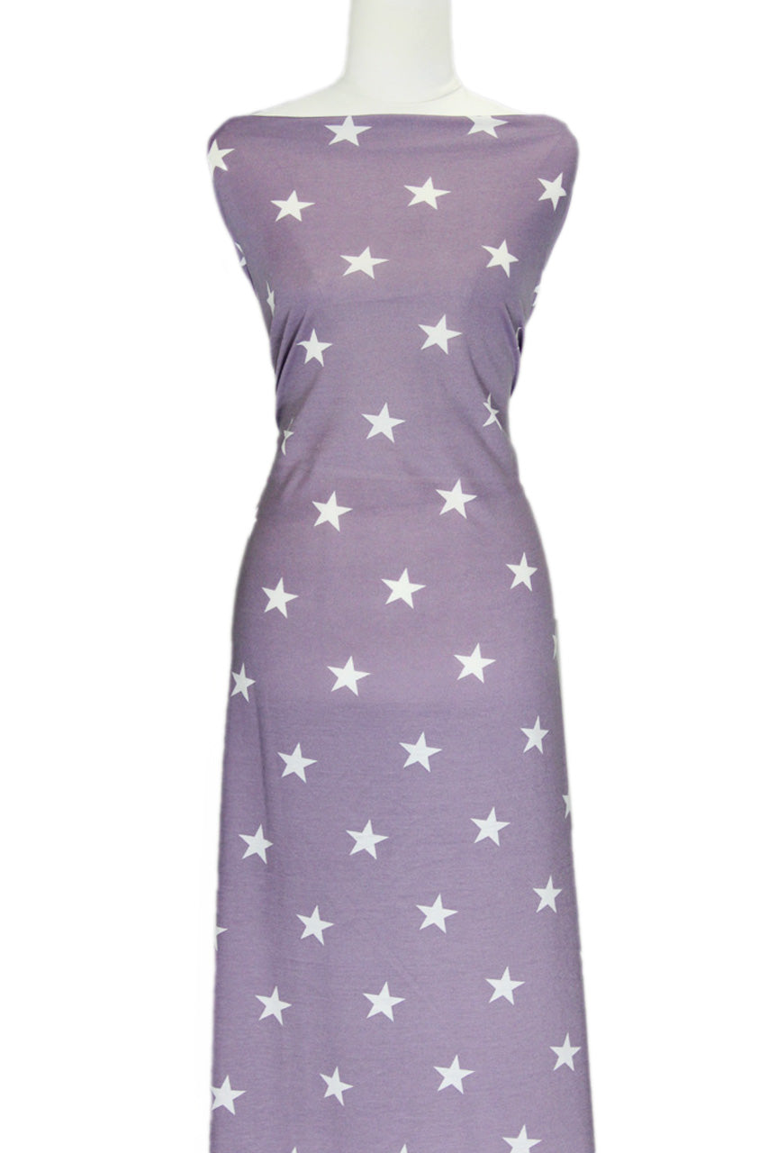 Stars on Mauve - $22 pm - French Terry