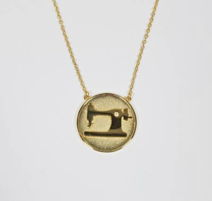 Coin Sewing Machine Necklace - Gold