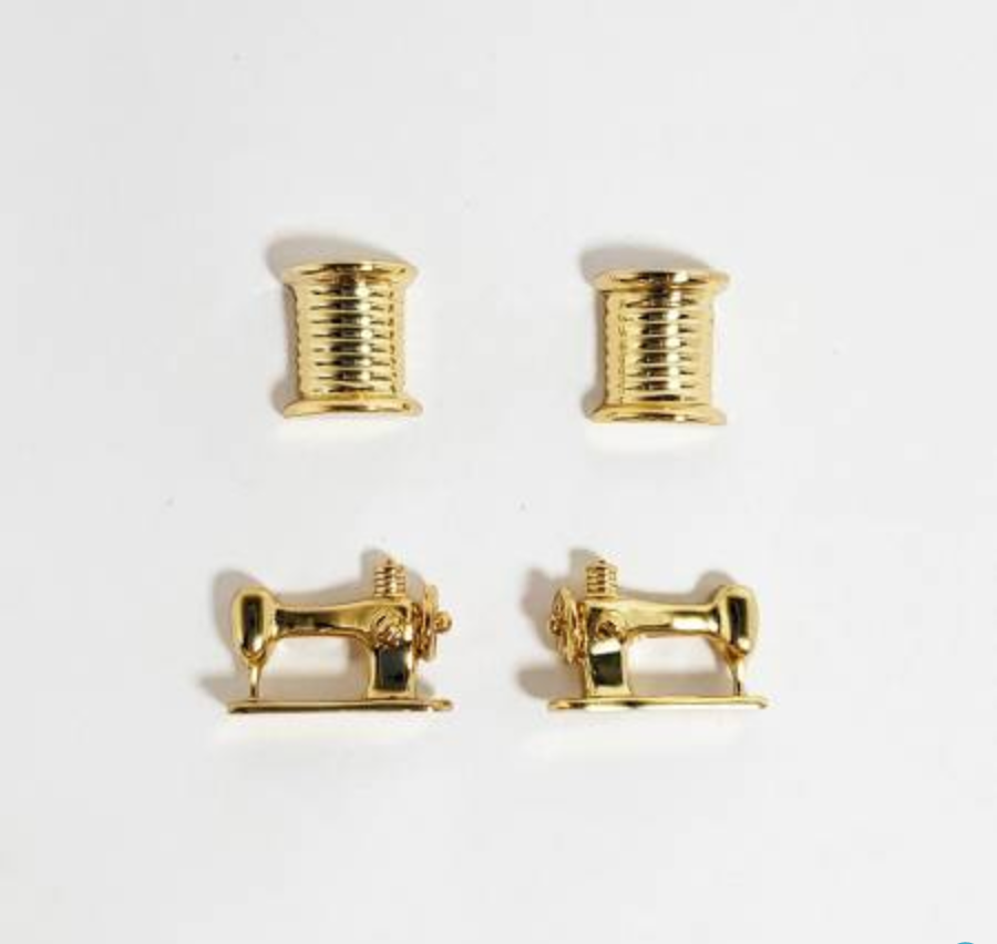 Thread and Machine Set of 2 Earrings - Gold