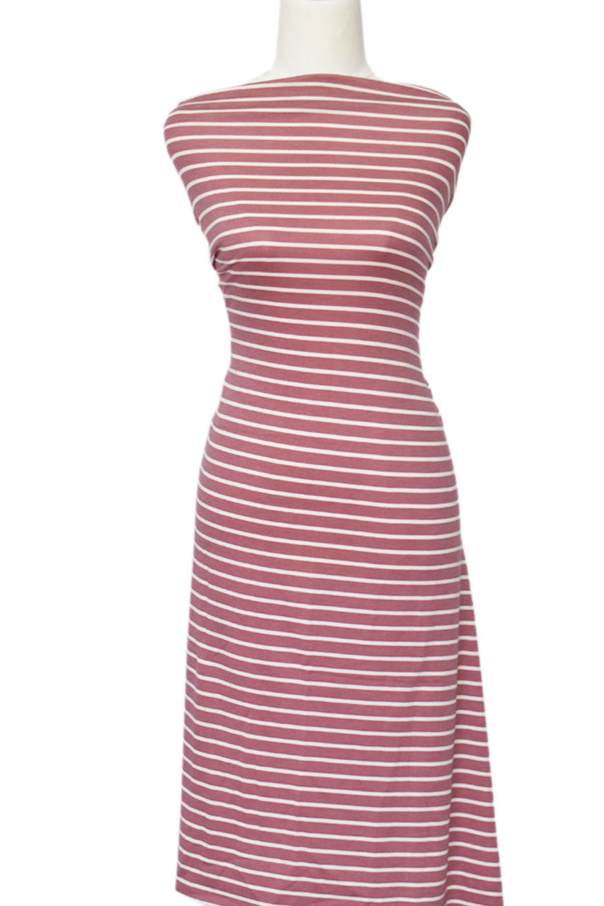 Pink and Ivory Stripes - $20 pm - French Terry