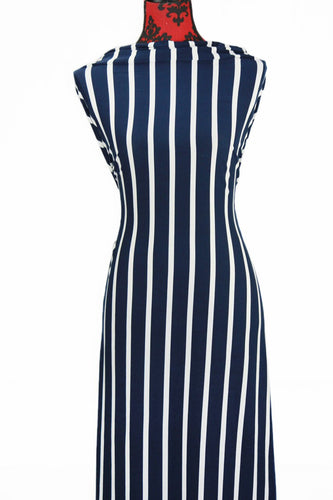 Navy Vertical Stripes -   $17.50 per metre - single brushed poly