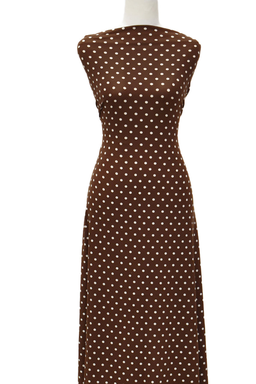 Polka Dots in Brown - $18 pm - Double Brushed Poly