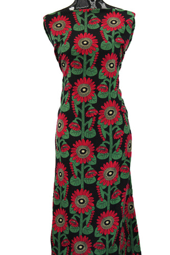 Red Sunflowers - $17.50 pm - Brushed 100% Cotton Woven