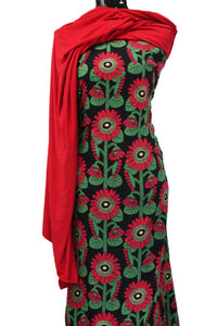 Red Sunflowers - $17.50 pm - Brushed 100% Cotton Woven