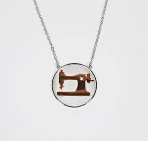 Coin Sewing Machine Necklace - Rose Gold and Silver