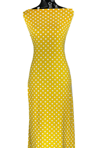 Yellow Polka Dots - $20 pm - Double Brushed Poly
