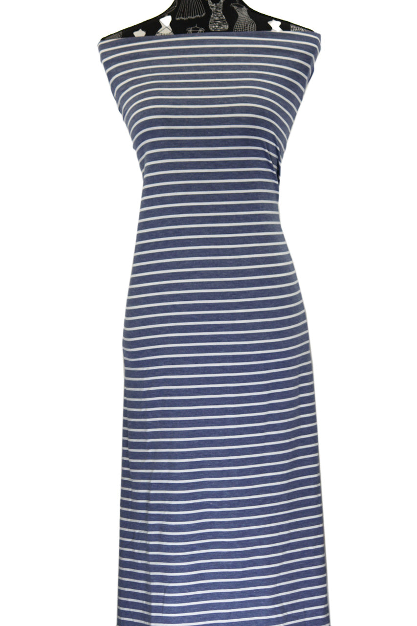 Denim and Ivory Stripes - $20 pm - French Terry