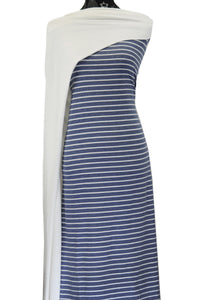Denim and Ivory Stripes - $20 pm - French Terry