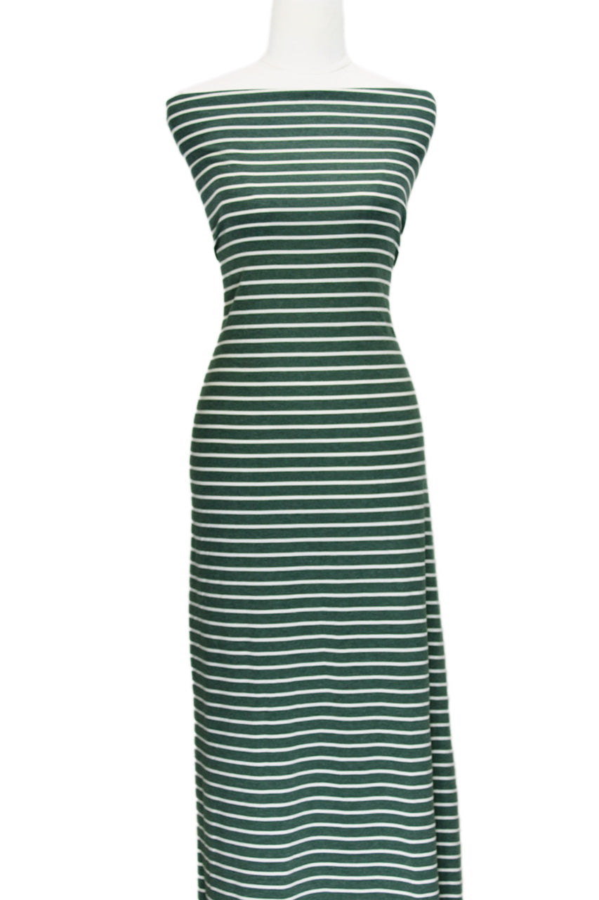 Green and Ivory Stripes - $20 pm - French Terry
