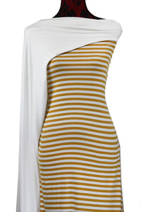 Mustard and Ivory Stripes - $18 pm - Double Brushed Poly